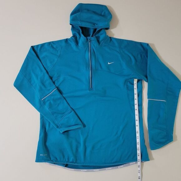 Nike Women's Dri-FIT Half-Zip Teal Athletic Running Hooded Pullover - Picture 6 of 16